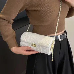 Bolsos de noche para mujer, bolso de felpa, bolso cruzado con cadena de Color caramelo, a la moda, pequeño cilindro fresco, otoño e invierno