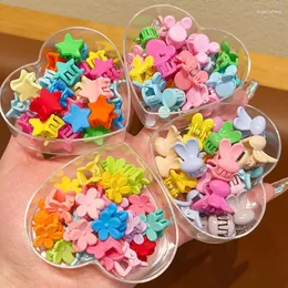 ヘアアクセサリー25pcs/set baby baught candy color flower star kids hairpinsカラフルなカニクリップバレットのためのセット