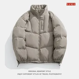 Erkek Yelekler Erkekler Kış Ceket Sıcak Ceket Mens Parkas Parkas Stand Yakası Düz ​​Renk Sıradan Büyük Boy Parka Moda Sokak Giydirme 231020