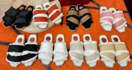 Fashion Designers Slippers Slides Winter Dress Shoes Plush Fur Slide Classic Casual Sandals Rubber Sole Flat Slipper 24642