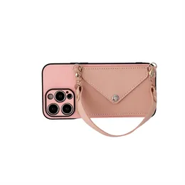 حالات هاتف Apple الفاخرة لـ iPhone15 14 13 12 Plus Pro Max Handbag Insert Card Pu Leather Case Strap Girls Mobile Phone Absolder Non Yellowing Phone Protection