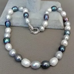 المخططون Yygem Natural Freshwater Black Gray White Rice Pearl Mixed Color Dchoker Necklace 17 "for Women Girl Jewelry Gift 231021