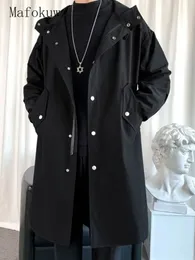 Giubbotti da uomo Mafokuwz Autunno Inverno Giacca a vento da uomo lungo Safari tendenza coreana oversize cappotto casual trendy bella giacca con cappuccio 231020