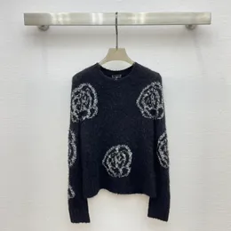 2023 autunno nero stampa paisley manica lunga girocollo lavorato a maglia pullover maglioni top WS3O21