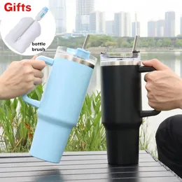 Mugs 40 oz Tumbler With Straw Lids Stainless Steel Coffee Tumbler Termos Cup Car Mugs Insulated Vacuum Flasks Portable Water Bottle 231020