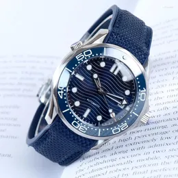 Relógios de pulso Minutetime sem logotipo 40mm NH35 movimento relógio masculino aço tampa aberta safira cristal 100atm impermeável cerâmica moldura lona