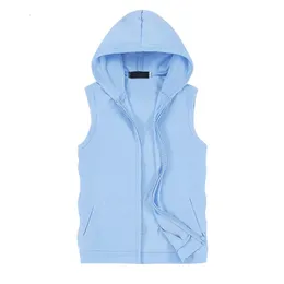 Erkek tank üstleri erkek kolsuz yelek yaz erkekler üstü ile kaput erkek moda hiçbiri kollu kapüşonlu zip up rahat spor giyim kıyafetleri 231021