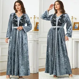 أزياء الملابس العرقية Abayas Velvet Winter Warm Warm Women Muslim Maxi Dress Turkey Eid Party Kaftan Dubai Morocco Islamic Jalabiya