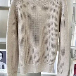 Suéteres femininos 2023 outono e inverno cashmere mistura de lã escavada lantejoulas com manga rotadora em torno do pescoço camisola de malha