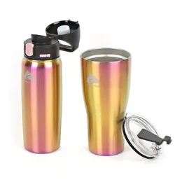 Mugs Pack Stainless Steel 32 oz Vacuum Tumbler and 24 oz Travel Bottle Combo Iridescent Gold 231020