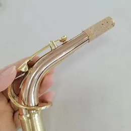 High-end ouro rosa saxofone alto boca tubo fósforo bronze saxofone dobrar tom de pescoço através de acessórios brilhantes transparentes