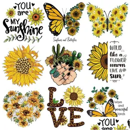 Notions Sunflower Iron On Transfers Cutees Decals Flower Appliques For T Shirts Spring Heat Transfer Sticker Clothes Pillow Ers Diy