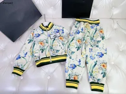 Luxury Sports suit for baby kids Tracksuits Size 110-160 Flower full print stand collar zippered jacket and pants Oct20