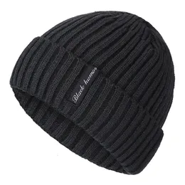 Wide Brim Hats Bucket High Quality Black Human Winter Hat Add Fur Warm Beanies Baggy Skullies Knitted For Men Women Ski Sports Cap 231020