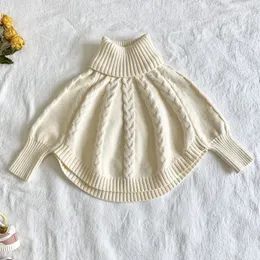 카디건 가을 겨울 어린이 소녀 긴 소매 니트 터틀넥 스웨터 망토 어린이 옷 아기 풀오버 스웨터 231021