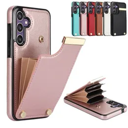 PU LEATHER Organkort Holder Wallet Case för Samsung Galaxy S23 Fe S22 Ultra S21 S20 Obs 20 A54 A73 A53 A14 Metalltelefonskydd