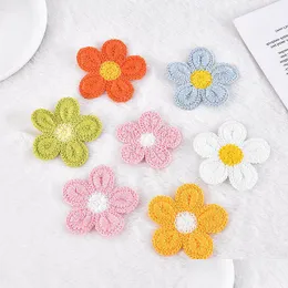 Ricami di fiori per maglieria Nozioni di cucito Cloghet a mano Fiori di caramelle Cucire su applique Vestiti fai da te Fasce per cappelli Consegna a goccia