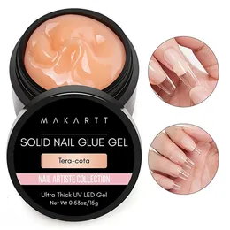 Nail Treatments Makartt Solid Nail Gel Glue for Soft Gel Nail Tips Tera-cota Nail Gel Glue for Press On Nails Acrylic Fake Nails UV Light Cured 231020