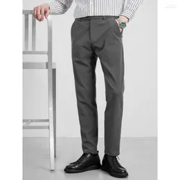 Mäns kostymer män 2023 Summer Spring Casual Pants Men Thin Business Stretch Slim Flat Jogger Korean Classic Black Grey Trousers Male