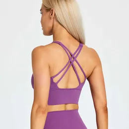 Lu Lu Align Lemons Yoga-Weste, Fitnessstudio, Sport-BHs, Lauf-Workout-Weste, Oberteile für Frauen, nacktes Gefühl, sexy Cross-Fitness-BHs, gepolstertes Push-Up-Sportler-Crop-Top