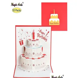 Cartões Cartões Cartões 10 Pacote 3D Feliz Aniversário Bolo Popup Presente Para Crianças Mãe Com Envelope Feito à Mão 2210137730848 Home Garden Dhnpz