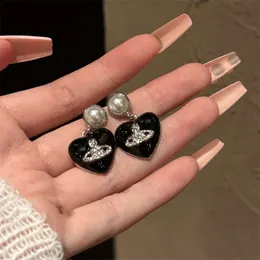 Designer high quality Needle Inlaid Diamond Pearl Planet Love Earrings Western Empress Dowager's Fashionable Style Earrings Versatile Sweet Style Earrings