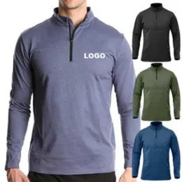 Sports Work clothes customization long Sleeve knitted 1/4 Quarter Zip Pullover Quick-drying hoodie fitness running elasticity Accept custom logo