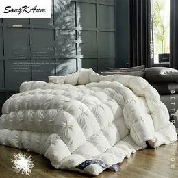 침구 세트 Songkaum 100 White Gooseduck Down Quilt 고품질 Fivestar El Twist Flower Duvets Comforters Cotton Cover 231020