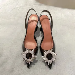 Crystal diamond sunflower designer aminaa Dress woman Shoes sandals high heel luxury slide Wedding man high heeled 10cm slipper