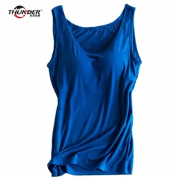 Camisoles Tanks Kvinnor Byggda i BH POLLED TANK TOP Kvinnlig modal andningsbar fitness Camisole Tops Solid Push Up Vest Blusa Femininas 231020