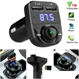 Bluetooth Car Kit FM50 X8 FM Transmitter Aux Modator Hands O Receiver MP3プレーヤー3.1AクイックチャージデュアルUSB Cドロップ配信MOB DHUJK