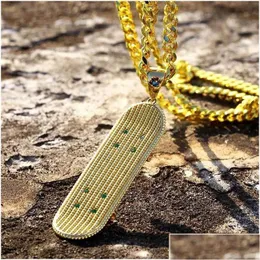 Anhänger Halsketten Herren Hip Hop Halskette Schmuck Silber Gold Cuban Link Kette Mode Skateboard für Männer Drop Lieferung Anhänger Dhgarden Dhsgx