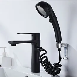 Rubinetti per lavandino del bagno Rubinetto per acqua nera a doppio uso in ottone con doccia Miscelatore montato su supporto e rubinetto freddo Torneira Banheiro