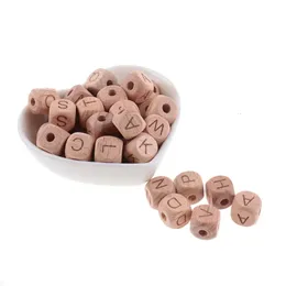 Teathers Toys 200pcs 12mm beech wooden heads for child wood letters bead baby teether diy beads with letters baby bead eays alphabet 231020