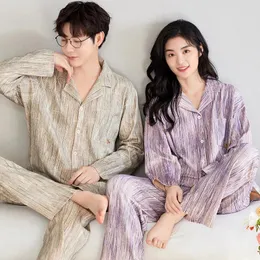 Men's Sleepwear Couple Matching Pajamas For Lovers Autumn Long Sleeve Pijama Mujer Men Women Casual Home Clothes