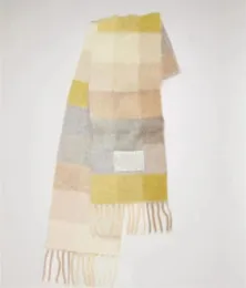 Szaliki dla kobiet zimowe ciepłe wełniane szalik projektant kolorowe kraciasty kobiety Schal Puszysty luksusowe szaliki kaszmirowe długie frędzl