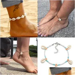 Anklets Anklets Sea Shell Ankelarmband för kvinnor Anklet smycken Beach Boho Accessories Ancle Armband Foot Cheville Bijoux Jewelr DHFBO