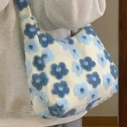 Вечерние сумки, новая сумка, сумка через плечо на одно плечо, большая вместительная женская осенне-зимняя шерстяная плюшевая сумка с цветком ягненка