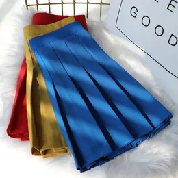 Kjolar svart veckad hög midja aline kvinnokläder koreanska höstskolans uniform harajuku kort blå kjol för flickor dans 231020