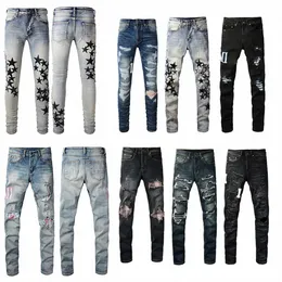 Mężczyźni dżinsy jasnoniebieskie ciemnoszare marki Man Long Panters Streetwear Dżins chuda szczupła prosta motocyklista Jean Top Quality T1MX#