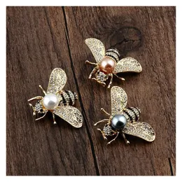Piny broszki mody diamentowy zestaw pszczół Pins Women Pearl Hornet Owad Cor Mens Kołnierz Akcesoria biżuterii Dostawa DHT5F