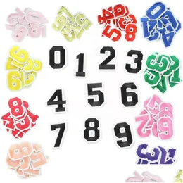 Sewing Notions Number Embroidered 0-9Es Sticker Heat Labels Sew Iron On Applique Diy Apparel Clothing Repair Shoes Bag Jacket Drop D