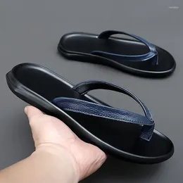 Slippers Flip Flop Genuine Leather Men Summer Top Brand 2023 Fashion Man Flip-flops Designer Beach Light Comfortable Shoes