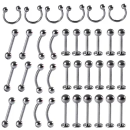 Stud 30st G23 Solid LaBret Lip Ring Ear Tragus Broskring Ring Horseshoe Barbell Eyebrow Ring Piercing Smycken 231020