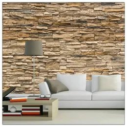 Wallpapers European Style Living Room Sofa 3 D Brick Stone Seamless Large Mural Wallpaper TV Setting Wall Paper Cloth