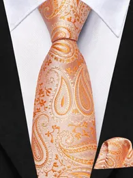 Bow Ties Hi-Tie Paisley Light Orange Tie للأطفال الفاخرة الفاخرة الحريرية الصبي