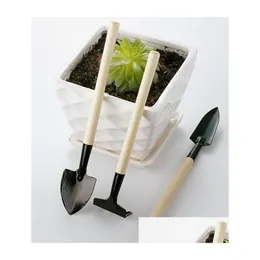 Spade & Shovel 1 Setis3 Pcs Mini Garden Tools Kit Small Shovel Rake Spade Wood Handle Metal Head Kids Gardener Gardening Plant Tool Ho Dh9Di