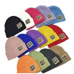 Geniş Memlu Şapkalar Kış Kış Unisex Erkekler Kadın Yün Beanie Kapakları Katı Çizgili Yama Mektubu Spor Şapkası Kayak Kafataları Şapkaları Örme Skullcap Gorros 231020