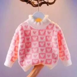 Cardigan Girl Sweater 2023 Autumn and Winter Model Imitation Mink Velvet Plus Small Girls' Foreign Kites 231021