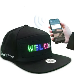 Party Hats Unisex Bluetooth LED Mobile Phone APP Controlled Baseball Hat Scroll Message Display Board Hip Hop Street Cap LED Hat 231020